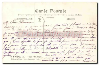 Uitzicht op de kathedraal van Bordeaux — Herinnering aan Bordeaux — Speciale editie 'Aan de Dames van Frankrijk' — Achterkant
