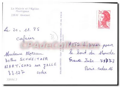 Kościół i urząd miasta w Martignas — widok z placu — Solaire Photos, 33700 Méricignac — Rewers