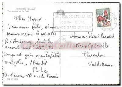 Andernos-les-Bains — Vista geral da praia — Edições SOFER — Verso