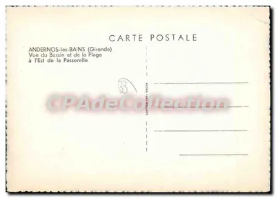 Andernos-les-Bains (Gironde) — Vue du Bassin et de la Plage à l'Est de la Passereille — Copièrre-Impr. Macon — Verso