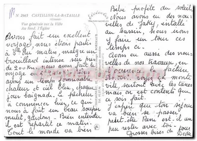 Castillon-la-Bataille — Vista geral da Cidade, no fundo a Igreja — Edições Victor-Hugo Bordeaux, n° 2665 — Verso