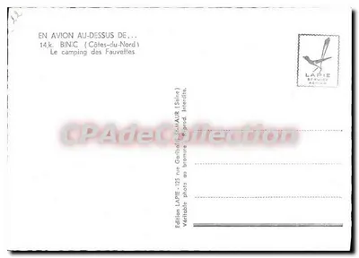 Camping das Fauvettes — Binic (Côtes-du-Nord) — Edição Lapie — Verso