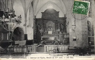 Anzême (Creuse) — Interior da Igreja, Retábulo do Século XV — ND Fot.