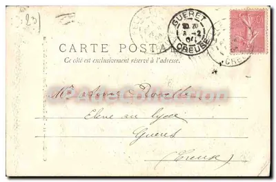La Souterraine, Laterale deur van de Kerk — Creuse — uitgever J. Meta & F. Barrière, n°11 — Achterkant