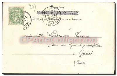 Kościół w Guéret — widok fasady i dzwonnicy — A. de Nussac, wyd., Guéret, n°57 — Rewers