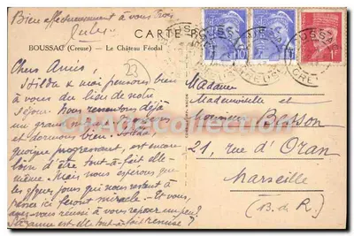 Castelo Feudal — Boussac (Creuse) — Editor Divo — Verso