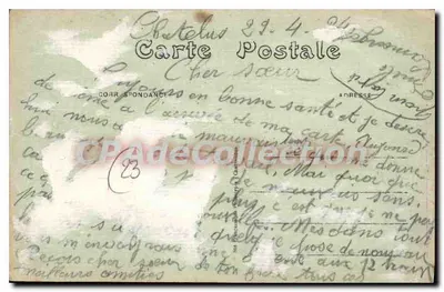 Ste-de-Roches, blisko Châtelus-Malvaleix (Creuse) — kaplica i figura na skałach — nieznany wydawca, nr 526 — Rewers