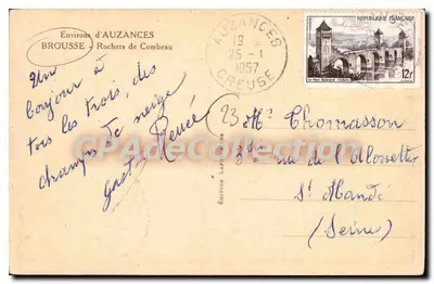 Rochas de Combeau — Arredores de Auzances — Edição Lafontaine — Verso