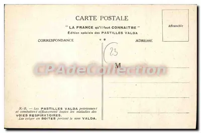 Guéret - Hotel Monneyroux — S. Préf. Boussac, Aubusson, Bourganeuf, Evaux-les-Bains, Felletin — Wydanie specjalne Pastilles Valda — Rewers