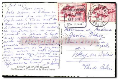 Evaux-les-Bains — Hotel Termale e Grand-Hôtel — Edizione Vancon — Verso