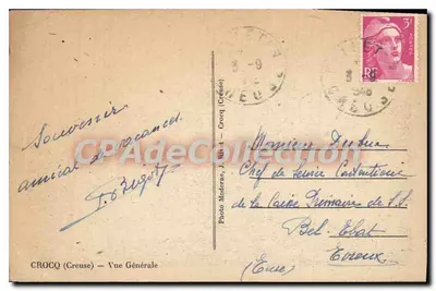 Crocq (Creuse) — Vista Geral — Foto Moderna, J. Rivet — Verso