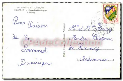 La Creuse pitoresca — Faux-la-Montagne, L'Étang — Mathe Frères, Aubusson — Verso
