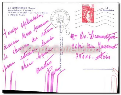 La Souterraine — ogólny widok, kościoł, wieża Bridier, jezioro Chaix — Wydawnictwo ETHEOAC — Rewers