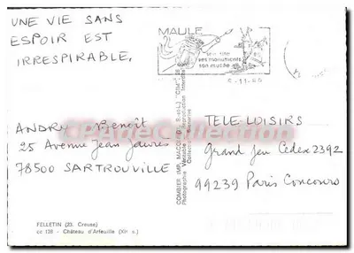 Zamek Arfeuille — Creuse — wydawca COMBIER IMP. MACON (D.R. S.et.L.) — Rewers