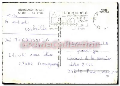 Bourgnaneuf (Creuse) — O Liceu — Editor Estel, n° 190 — Verso