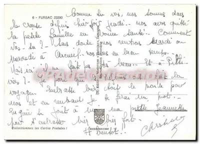 Fursac — vista da rio, igreja, monumento e aldeia — Éditions Modernes, n°6 — Verso