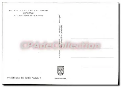 Aubusson — As margens da Creuse — Éditions Diplôme Affrété France — Verso