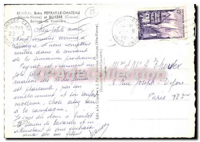 Zamknięcie Vassivière — widok z powietrza — wydawca Théojac — Rewers