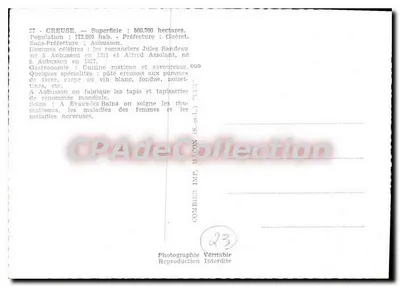 A Creuse — Carta postal panorâmica com mapa e locais — Combier Imp. Macon — Verso