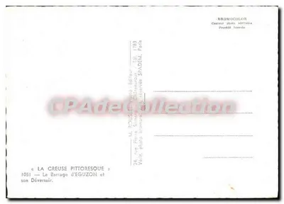 Zbiornik w Eguzonie i jego Przepływ — Piękna Creuse — wydawca M. Rousse, Châteauroux — Rewers