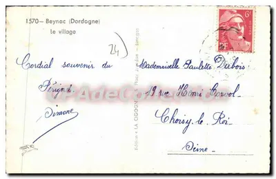 Beynac (Dordogne) — O vilarejo — Edição «LA CIGOGNE» — Verso