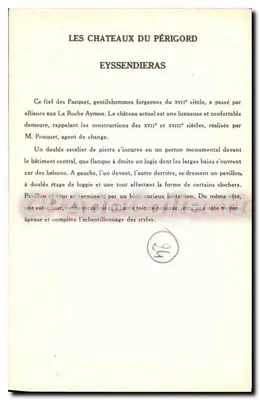 Os Castelos do Périgord — Eyssendieras — Coleção da Solução Rautnuberge, 10ª Série — Verso