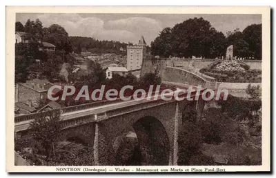 Nontron (Dordogne) — Viaduto, Monument aos Mortos e Praça Paul-Bert
