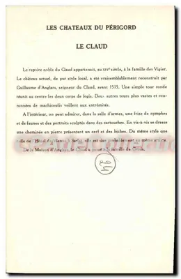 Le Claud — Zamek w Périgord — Kolekcja Solution Paumurger — Rewers