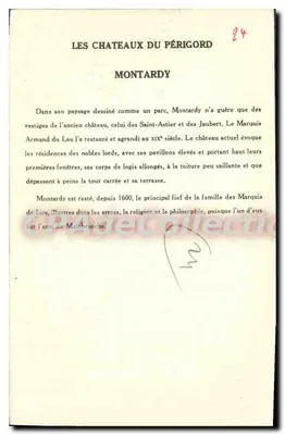 Montardy — Castelo do Périgord — Coleção da Solution Paumiberge, 10ª Série — Verso