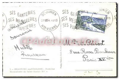 Fontanna cudowna Świętego Sienira — Brantôme-en-Périgord — Foto R.O.P. — Rewers
