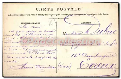 Bergerac — widok panoramiczny z portretem — Fot. L. Vincent, Bergerac — Rewers