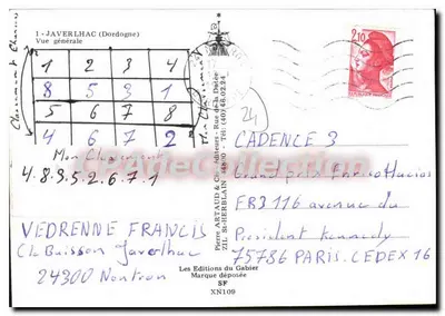 Javerlhac (Dordogne) — Vista geral — Les Éditions du Gabier, n° XN109 — Verso