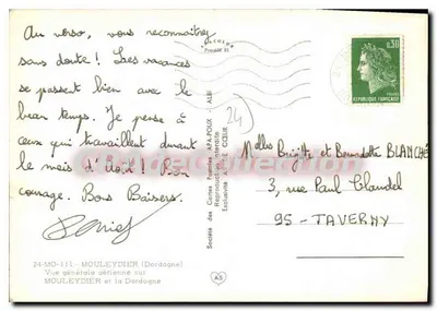 Mouleydier — Vista geral aérea sobre a Dordogne — Sociedade das Cartas Postais Proibidas — Verso