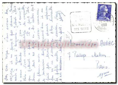 Zamek Périgord — Pamiątka z Périgord — Stara pocztówka deCollection — Rewers