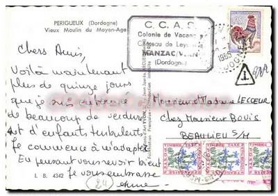 Velho Moinho da Idade Média — Perigueux (Dordogne) — C.C.A.S. Colônia de Férias — Verso