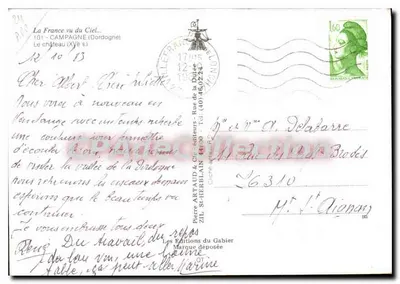 Castelo da Dordogne — Século XV — Les Éditions Artaud & Cie — Verso