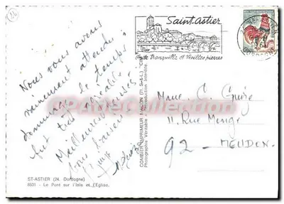 Saint-Astier — De Brug over de Isle en de Kerk — COMBIER MAÇON (71. S. & L.) — Achterkant