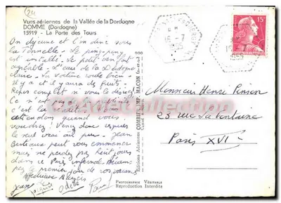 La Porte des Tours — Vallee della Dordogne — Edizioni Aeriennes Combier — Verso