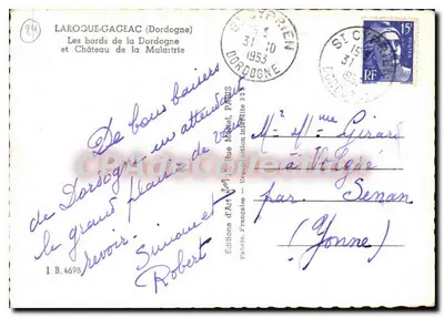 Les bords de la Dordogne et Château de la Malatrie — Laroque-Gageac — Éditions d'Art Française — Verso