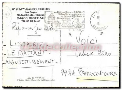 Igreja Nossa Senhora — Riberac — Editor: DES AUTS PHOTOS ANTIQUES — Verso
