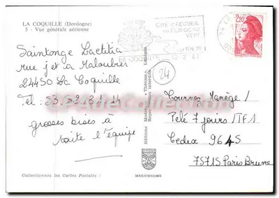 La Coquille (Dordogne) — Vista general aérea — Ediciones Mexichrome — Reverso