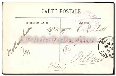 Besançon — A Postagem e a Rue de la République — LL, n°128 — Verso