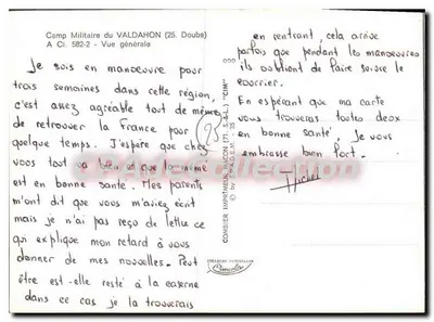 Campo Militar de VALDAHON (25. Doubs) — Vista geral — Impressor Macon (71. S.&L.) — Verso