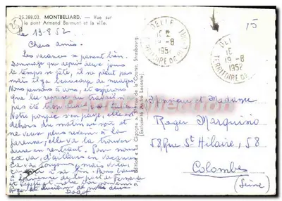 Montbéliard — Widok na most Armand Bermunt i miasto — Wydanie « La Cigogne » — Rewers
