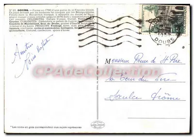Doubs — Turystyczna kartka pocztowa n°25 — wydawca Blondel-Houceny — Rewers