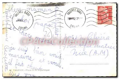 Valence — Plac République — Hôtel d'Or i Grand Café de Valence — wydawca nieznany — Rewers