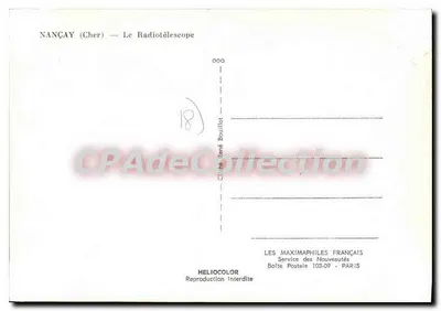 Radiotelescópio de Nançay — Primeiro Dia — 8 de junho de 1963 — Editor Héliocolor — Verso