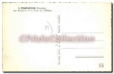 Pompadour (Corrèze) — Os Muros e a Praça do Castelo — E.C. Paris — Verso