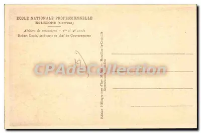 Ateliers mecânicos — Escola Nacional Profissional de Arte Mecânica em Egletons (Corrèze) — Edição Michel — Verso