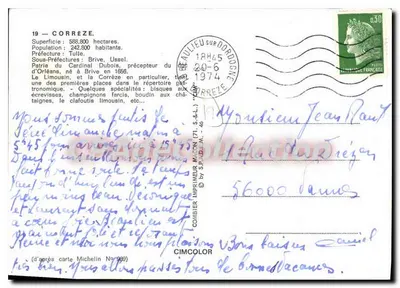 Corrèze — Karta turystyczna z mapą drogową i zdjęciami miejsc — Wydawca CIMCOLOR — Rewers
